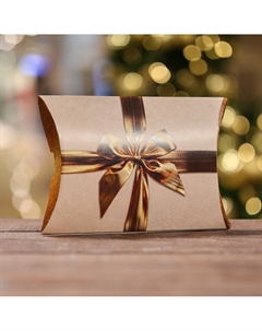 Подарочная коробка - подушка складная, золотой бант, 11×8×2 см, набор 10 шт. Upak land