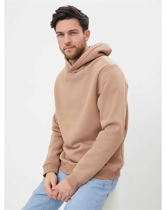 Теплое однотонное худи карамельного цвета с лаконичным принтом на спинке Mark formelle