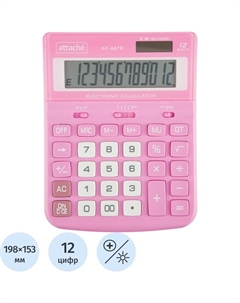 Калькулятор настольный AF-447R 12-разрядный розовый/белый 198x153x42 мм Attache