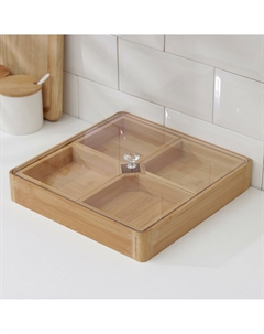 Ящик для хранения striata, 28×28×7 см, бамбук Доляна