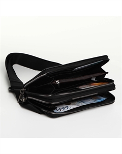 Сумка мужская на плечо, портмоне - клатч, черная Textura