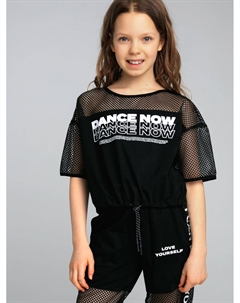 Футболка укороченная с декором из сетки Playtoday tween