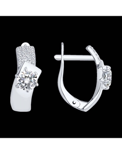 Серьги из белого золота с фианитами Sokolov