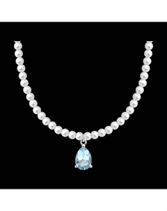 Колье из серебра с топазом и синтетическим жемчугом Sokolov