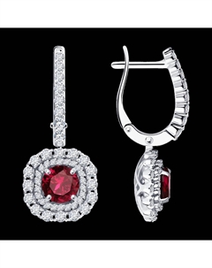 Серьги из белого золота с бриллиантами и рубинами Sokolov