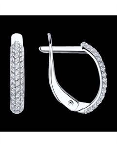 Серьги из белого золота с фианитами Sokolov