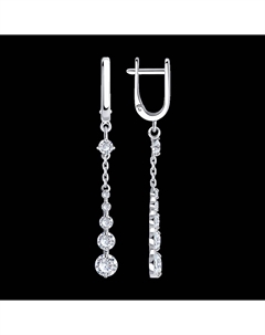 Серьги длинные из белого золота с фианитами Sokolov