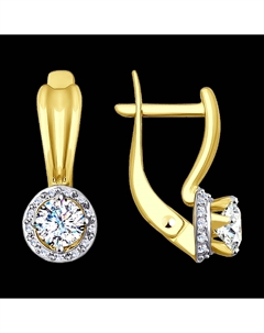 Серьги из желтого золота с фианитами Sokolov