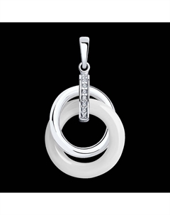 Подвеска из серебра с керамической вставкой и фианитами Sokolov