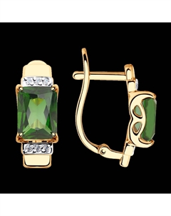 Серьги из золота с ситаллами турмалинами и фианитами Sokolov