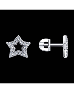 Серьги из серебра с фианитами и эмалью Sokolov