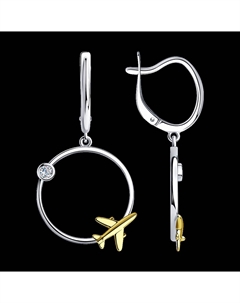 Серьги из золочёного серебра с фианитами Sokolov