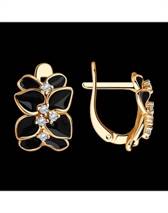 Серьги из золочёного серебра с фианитами и эмалью Sokolov