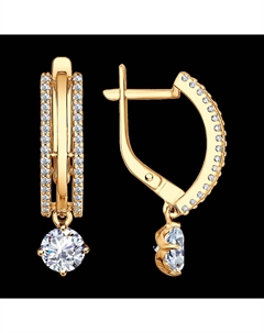 Серьги из золочёного серебра с фианитами Sokolov