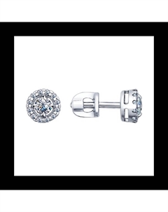 Серьги-пусеты из серебра с фианитами Sokolov