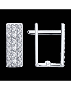 Серьги из белого золота с фианитами Sokolov