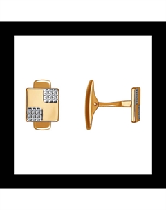 Запонки из красного золота c фианитами Sokolov