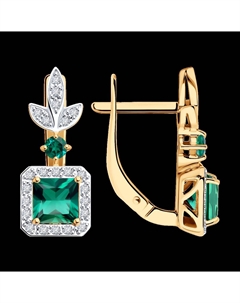Серьги из золота с бриллиантами и гидротермальными изумрудами Sokolov