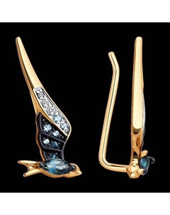 Серьги из золота с лондон топазами и фианитами Sokolov