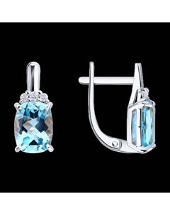 Серьги из белого золота с топазами и фианитами Sokolov