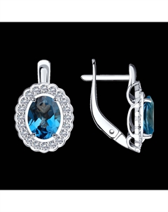 Серьги из белого золота с лондон топазами и фианитами Sokolov