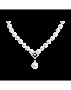Колье из белого золота с жемчугом, бриллиантами и горным хрусталём Sokolov