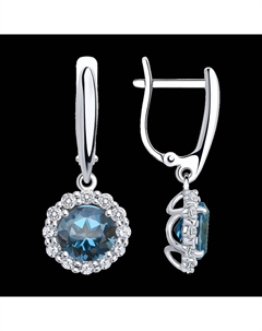 Серьги из белого золота с лондон топазами и фианитами Sokolov