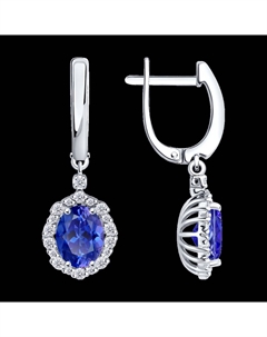 Серьги из белого золота с бриллиантами и танзанитами Sokolov