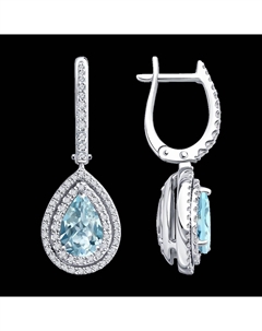 Серьги из белого золота с бриллиантами и аквамарином Sokolov