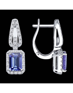 Серьги из белого золота с бриллиантами и танзанитами Sokolov