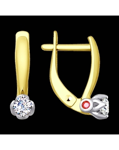 Серьги из желтого золота с фианитами Sokolov