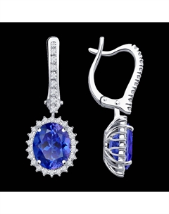 Серьги из белого золота с бриллиантами и танзанитами Sokolov