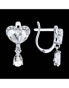Серьги из белого золота с бриллиантами и горным хрусталем Sokolov