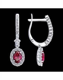 Серьги из белого золота с бриллиантами и рубинами Sokolov