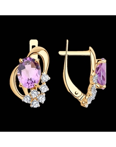Серьги из золота с аметистами и фианитами Sokolov