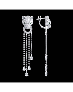 Серьги из серебра с фианитами и эмалью Sokolov