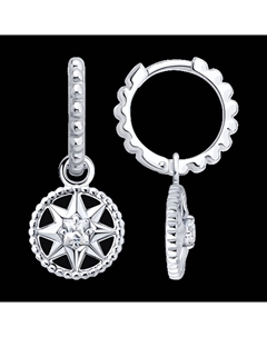 Серьги из серебра с фианитами и эмалью Sokolov