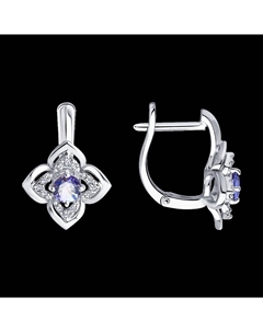 Серьги из белого золота с бриллиантами и танзанитами Sokolov