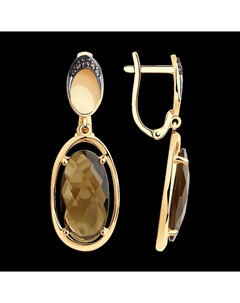 Серьги из золота с раухтопазами и фианитами Sokolov