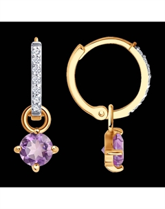 Серьги из золота с аметистами и фианитами Sokolov