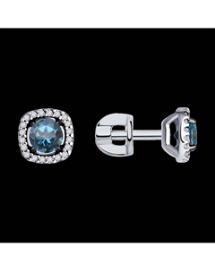 Серьги из белого золота с лондон топазами и фианитами Sokolov