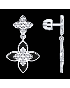Серьги из серебра с фианитами и эмалью Sokolov
