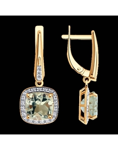 Серьги из золота с бриллиантами и празиолитом Sokolov