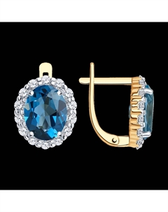 Серьги из золота с лондон топазами и фианитами Sokolov