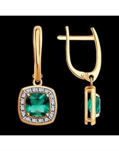 Серьги из золота с бриллиантами и гидротермальными изумрудами Sokolov