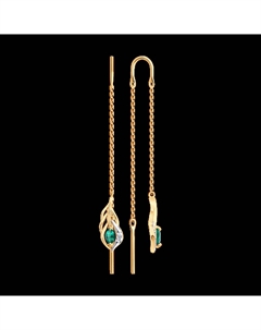 Серьги из золота с бриллиантами и гидротермальными изумрудами Sokolov