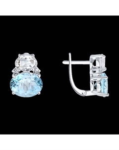 Серьги из белого золота с топазами и бриллиантами выращенными Sokolov