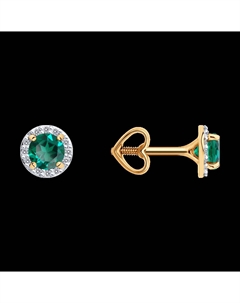 Серьги из золота с бриллиантами и гидротермальными изумрудами Sokolov