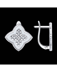 Серьги из серебра с фианитами и эмалью Sokolov