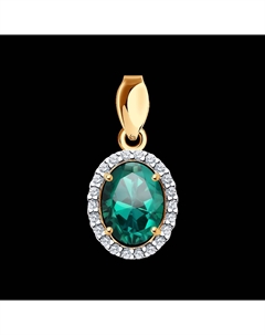 Подвеска из золота с изумрудом гидротермальным и фианитами Sokolov